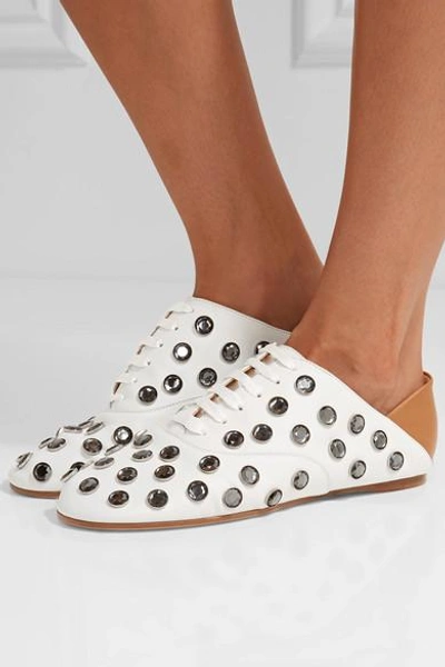 Shop Acne Studios Mika Crystal-embellished Leather Loafers
