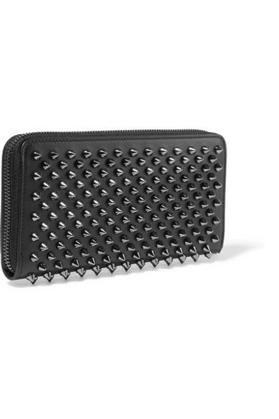 Shop Christian Louboutin Panettone Spiked Leather Wallet In Black