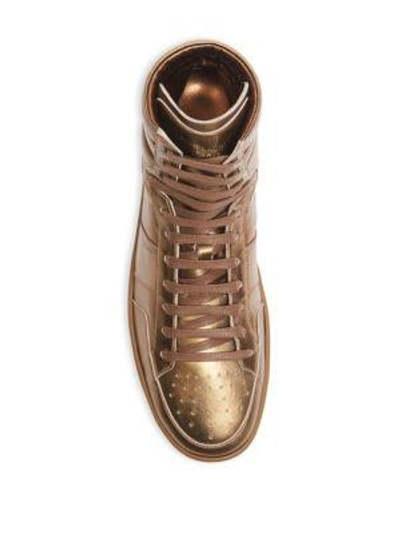 Shop Saint Laurent Perforated Hi-top Sneakers In Silver