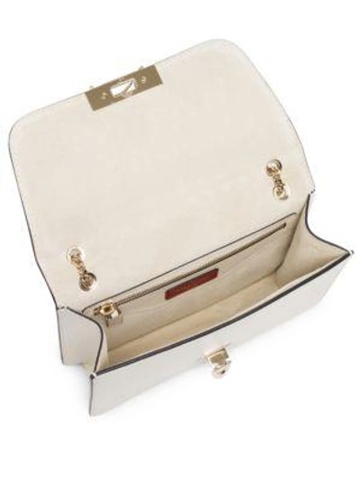 Shop Valentino Small Demi Lune Studded Leather Chain Shoulder Bag In Ivory