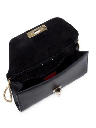Shop Valentino Demi Lune Studded Leather Chain Clutch In Black