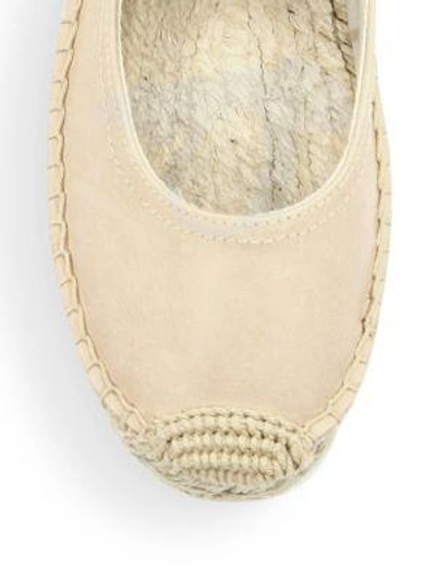 Shop Soludos Leather Ankle-wrap Ballet Flats In Nude