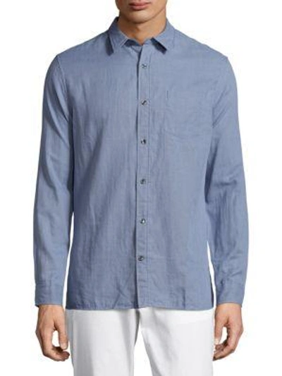 Shop Vince Double Weave Melrose Shirt In Infinity Blue