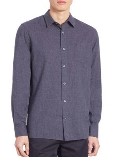 Shop Vince Double Weave Melrose Shirt In Infinity Blue