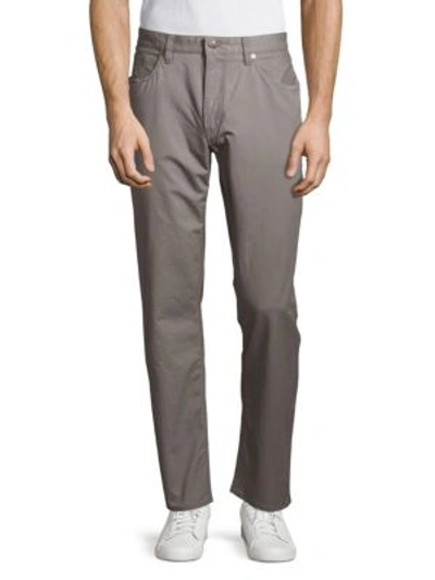 Ralph Lauren Flat-front Cotton Pants In Metal Grey