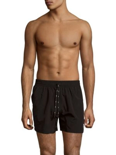 Kenzo Solid Tie-front Swim Shorts In Black