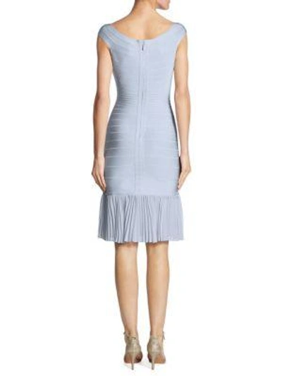 Shop Herve Leger Pleated Bandage Dress In Pearl Blue