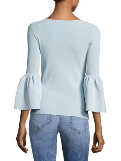 Shop Elizabeth And James Willow Bell Sleeve Rib-knit Top In Bluebell