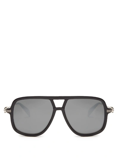 Alexander Mcqueen Flat-top Mirrored Sunglasses In Black