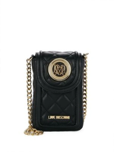 Love Moschino Quilted Faux Leather Crossbody Pouch In Na