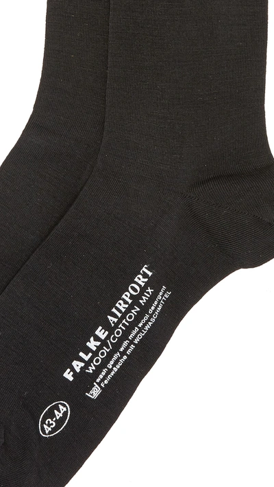 Shop Falke Airport Wool & Cotton Socks In Black