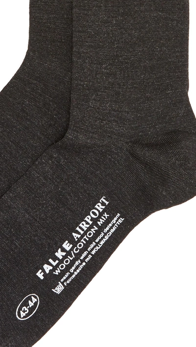 Shop Falke Airport Wool & Cotton Socks In Anthracite Melange