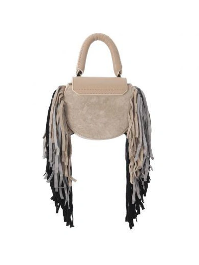 Shop Salar Mimi Paradise Beige Leather And Suede Handbag In Multicolor