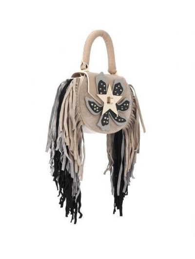 Shop Salar Mimi Paradise Beige Leather And Suede Handbag In Multicolor