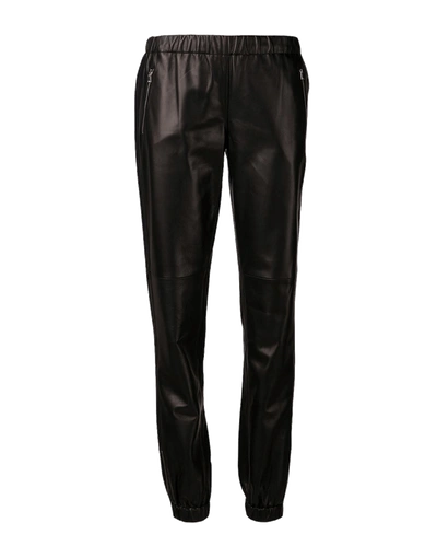 Michael Kors Leather Track Pant In Black