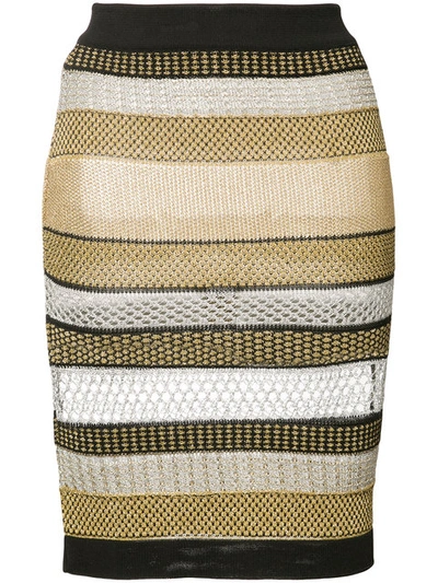 Balmain Gold Striped Skirt