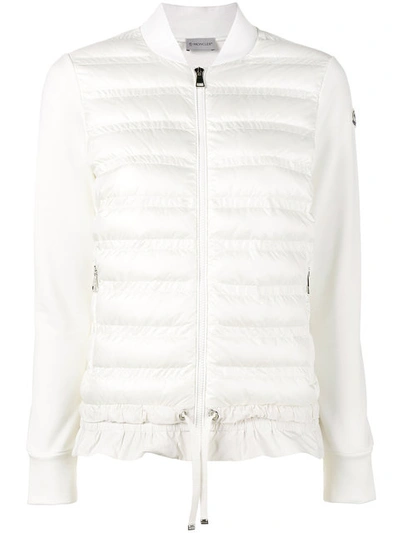 Moncler Maglia Quilted Down Front Tricot Bomber In White