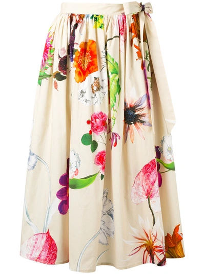 Blumarine Tie Side Floral Skirt