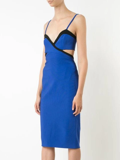 Shop Mugler Cut Out Fitted Dress In Blue