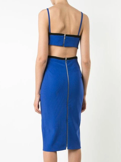 Shop Mugler Cut Out Fitted Dress In Blue