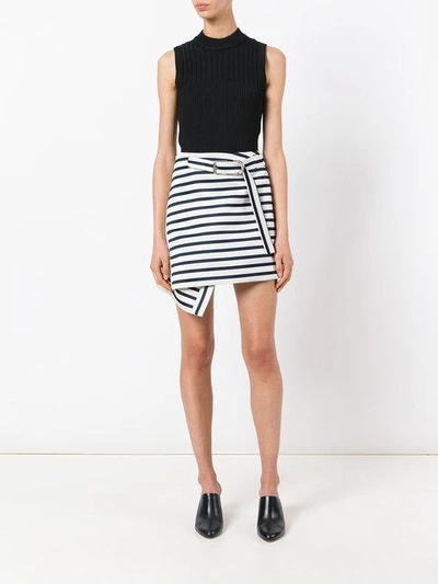 Shop Carven Striped-print Mini Skirt In White
