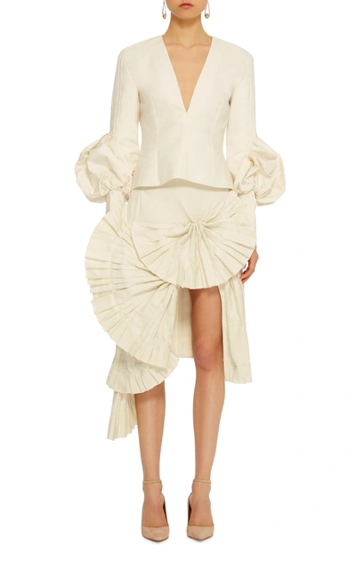 Shop Jacquemus Pleated Asymmetric Skirt