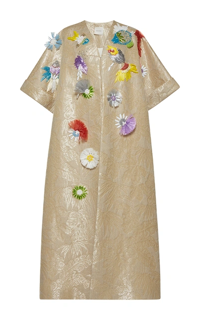Delpozo Embroidered Raffia Coat