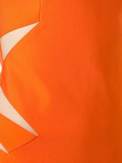 Shop Mugler Cut Out Detail Dress In Yellow & Orange