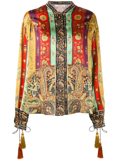 Etro Printed Silk Blouse With Tassels In Multi