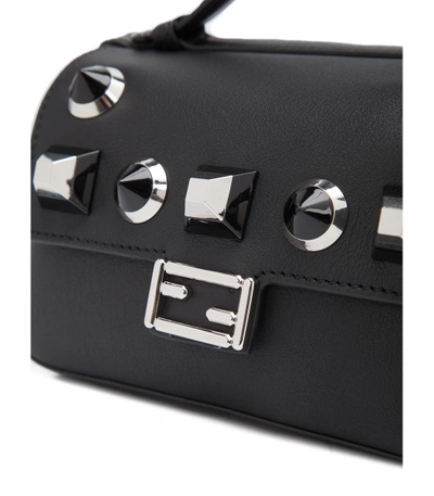 Shop Fendi Black Micro Studded Double 'baguette' Bag