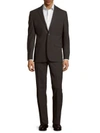 Kenneth Cole Slim-fit Solid Wool-blend Stretch Suit In Grey