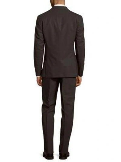 Shop Kenneth Cole Slim-fit Solid Wool-blend Stretch Suit In Grey