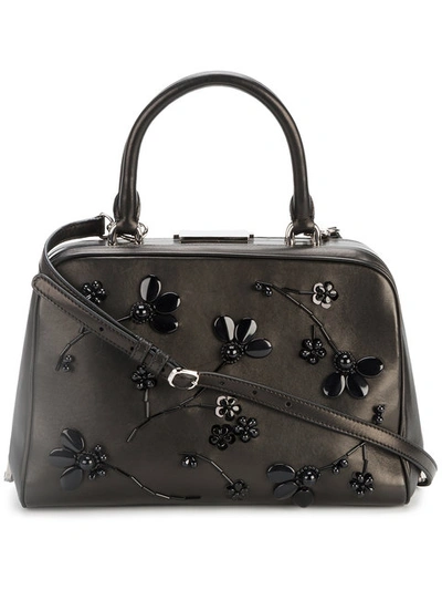 Simone Rocha Leather Tote With Beaded Floral Embellishment | ModeSens