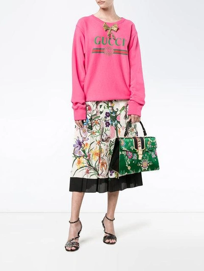 Shop Gucci Floral Jacquard Sylvie Bag