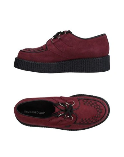 Underground Laced Shoes In Maroon