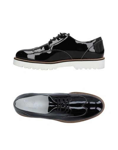 Hogan Woman Lace-up Shoes Black Size 6 Calfskin