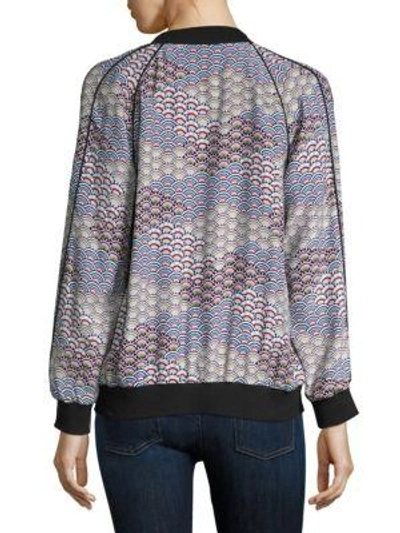 Shop Equipment Kendrix Printed Silk Bomber Jacket In Bright White Multicolor