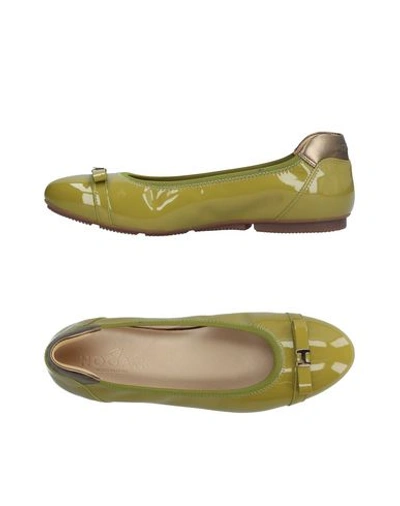 Shop Hogan Ballet Flats In Acid Green