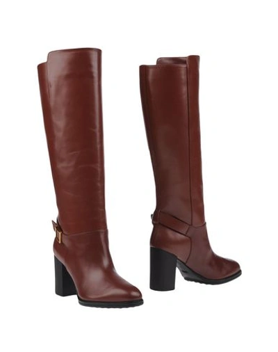 Shop Tod's Knee Boots In Cocoa