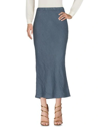 120% Lino Long Skirt In Slate Blue