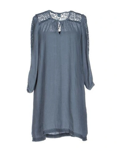 120% Lino Short Dress In Grey