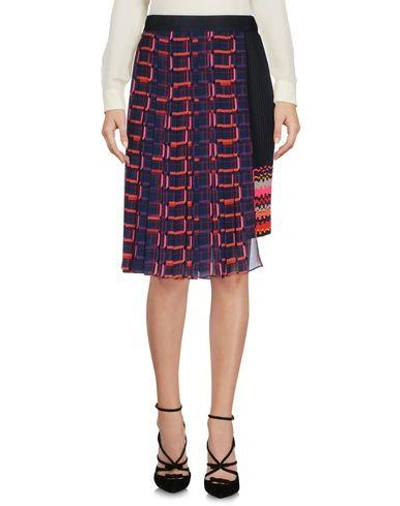 Shop Steve J & Yoni P Knee Length Skirt In Dark Blue