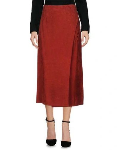 Shop Adam Lippes 3/4 Length Skirt In Maroon