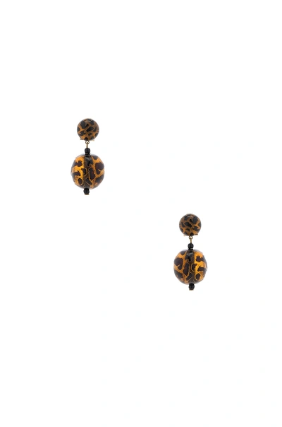Rachel Comey Paso Earrings In Animal Print, Brown, Metallics. In Leopard