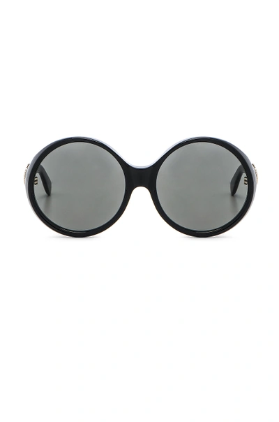 Saint Laurent Round Chunky Monochromatic Sunglasses, Black