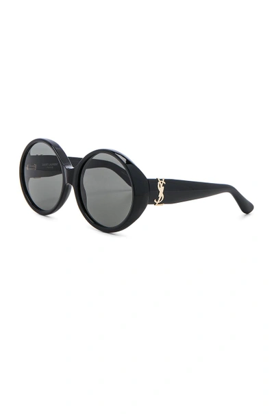 Saint Laurent Round Chunky Monochromatic Sunglasses, Black | ModeSens