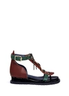 SACAI Lace-up cowhide and patent leather wedge sandals