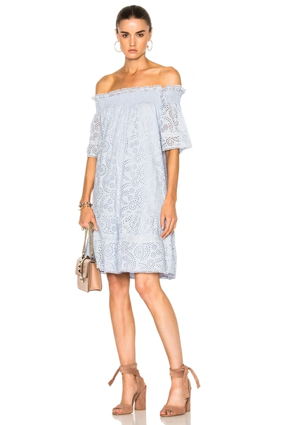 Needle & Thread Off The Shoulder Dress In Blue. In Dust Blue
