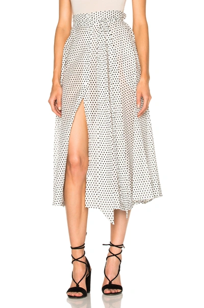 Shop Lisa Marie Fernandez Beach Skirt In Geometric Print, White. In Black & White Polka Dots