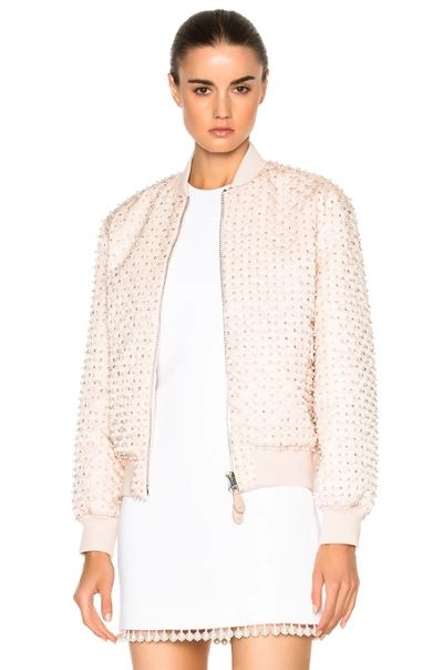 Givenchy Crystal Pearl Embroidered Bomber In Skin